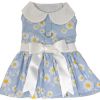 Blue Daisy Dog Dress with Matching Leash