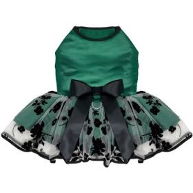 Green and Black Satin Dress