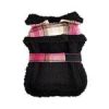 Sherpa-Lined Dog Harness Coat - Hot Pink & Tan Plaid