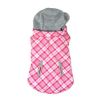 Weekender Dog Sweatshirt Hoodie - Pink and White Plaid Fabric